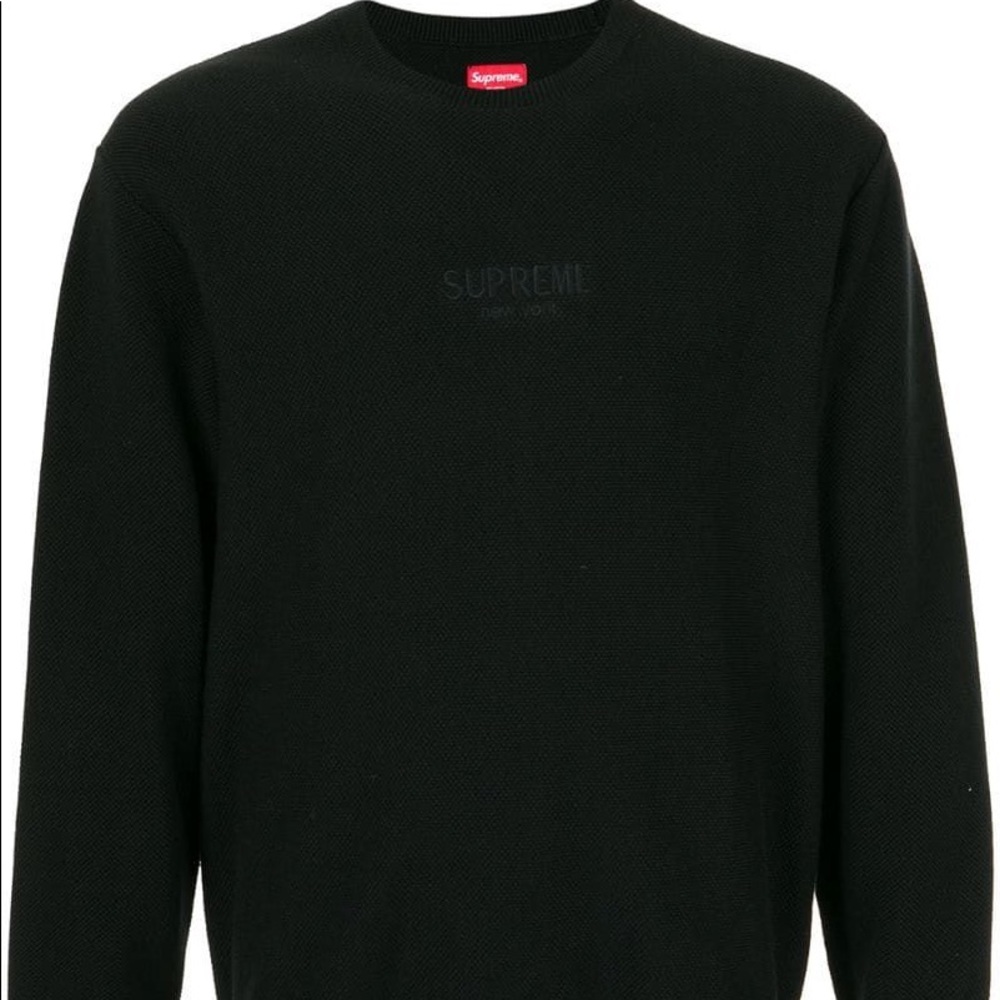 Supreme Pique Crewneck Sweater Black